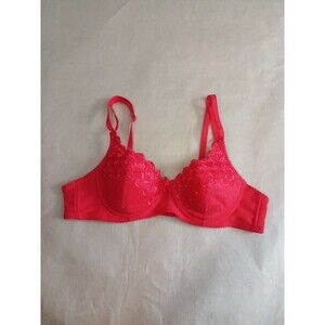 Mopas Intimates Bra Womens 38B Red Floral Underwire Push Up